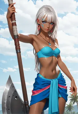 Tribal Warrior with Ceremonial Battle Axe