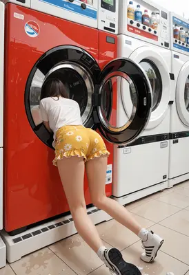 Checking the Laundry at the Laundromat