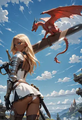 Blonde Warrior and Her Red Dragon