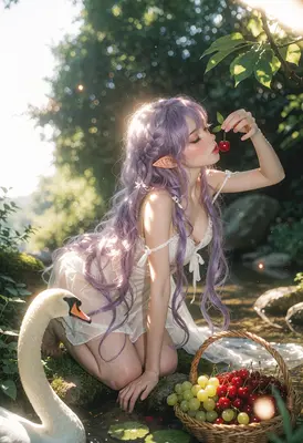 Ethereal Elf With A Basket Of Fruit