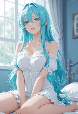 Serene Morning With Blue Haired Beauty