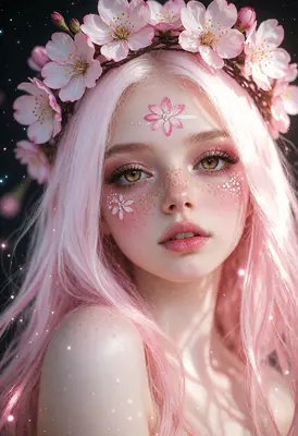 Ethereal Maiden with Cherry Blossom Crown