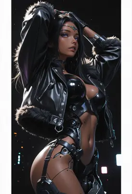 Cybernetic Femme Fatale in Leather