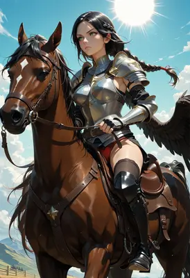 Winged Valkyrie Riding Into Battle