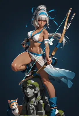 White Haired Archer and Her Cat