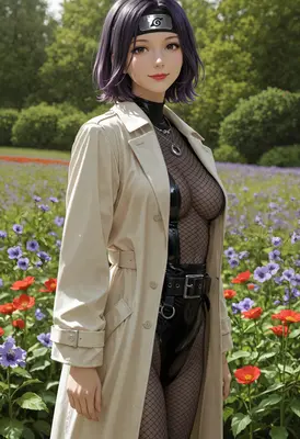 Kunoichi Standing in a Flower Field
