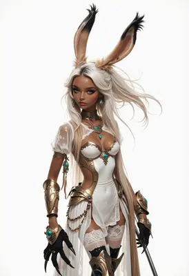 Ethereal Bunny Warrior in Golden Armor