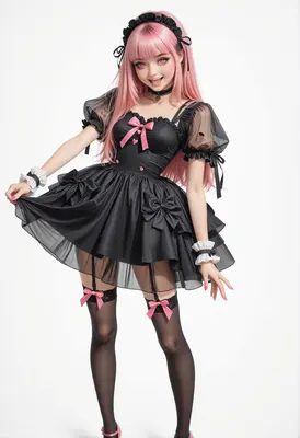 Cute Pink Haired Maid in Black
