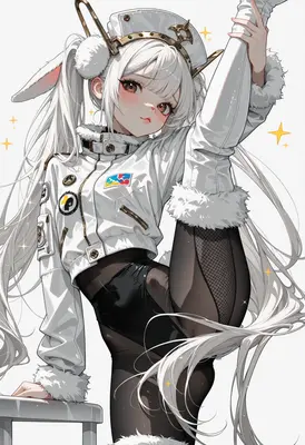 Stylish White Haired Bunny Girl
