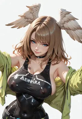 Winged Girl in Shiny Techwear