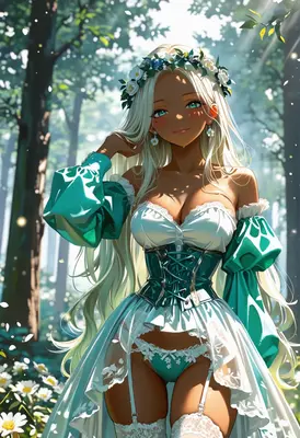 Sunlit Forest Nymph in Floral Finery