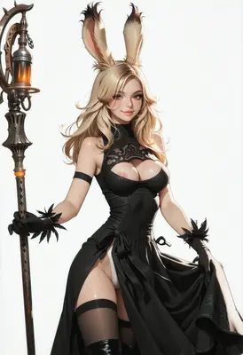 Elegant Bunny Mage with Lantern Staff