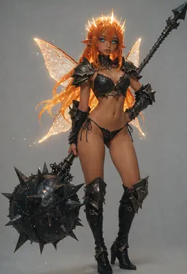 Luminous Fairy Warrior with Spiked Mace