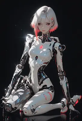 Sleek White Android with Red Accents