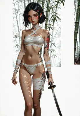 Bandaged Warrior in Bamboo Grove