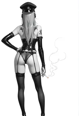 Monochrome Officer in Lingerie