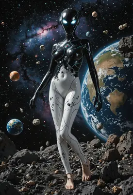 Celestial Cyborg on a Desolate Moon
