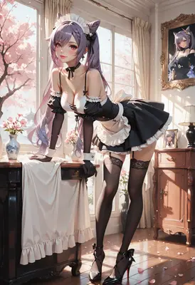 Elegant Maid Standing in Sunny Room