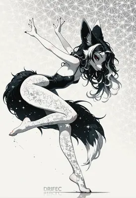 Starry Furry Dancer in Monochrome