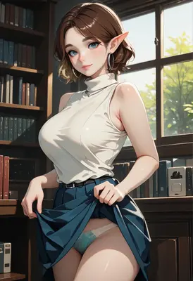 Studious Elf in the Library