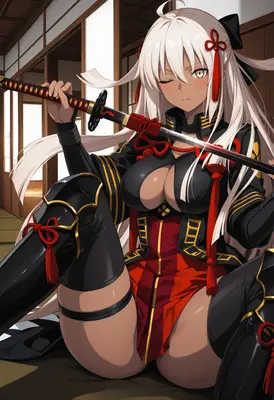 White Haired Samurai Warrior Girl