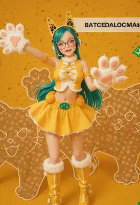 Cheerful Cat Girl Cosplayer
