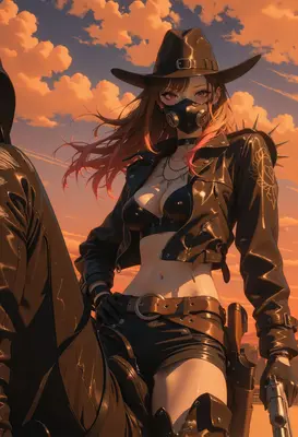 Post Apocalyptic Cowgirl at Sunset