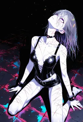 Scarred Beauty in Neon Shadows