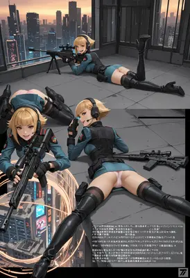Tactical Sniper Overlooking Cyberpunk City