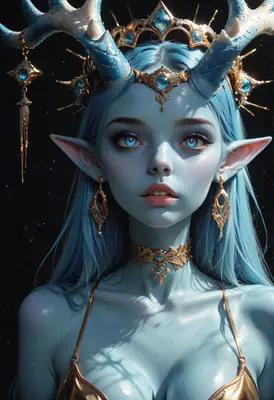 Celestial Blue Horned Forest Queen