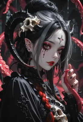 Gothic Demon Queen with Tentacle Crown