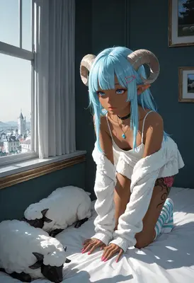 Dreamy Ram Girl in Morning Light