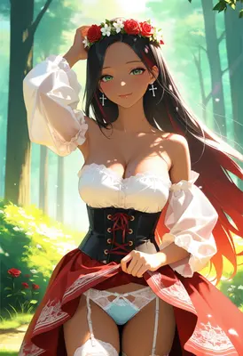 Beautiful Girl With Red Rose Crown