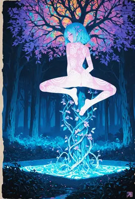 Neon Spirit in the Enchanted Grove
