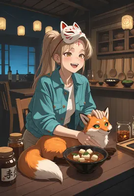 Girl Petting A Friendly Fox