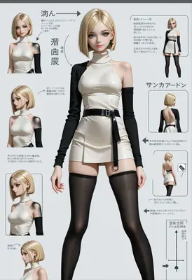 Blonde Character Design Reference Sheet
