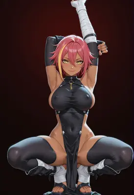 Dark Skinned Warrior in Black Outfit