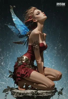 Ethereal Fairy Resting on Stone