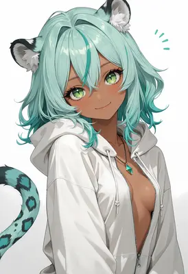 Cute Snow Leopard Girl in Hoodie