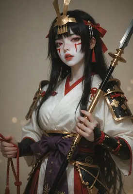 Graceful Samurai Warrior with Crimson Eyes