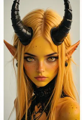 Golden Horned Elf Portrait
