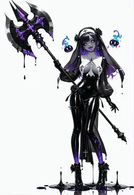 Gothic Nun with Dark Void Axe