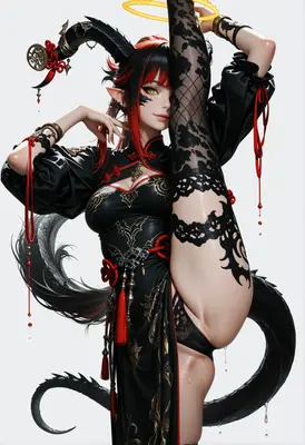 Demon Maiden With Elegant Horns