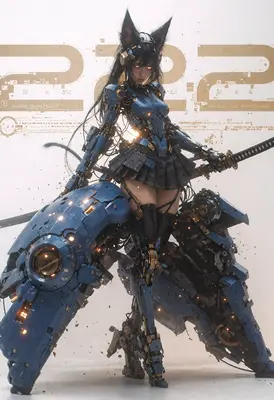Cybernetic Cat Girl Mech Warrior