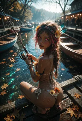 Autumn Angler at the Wooden Pier