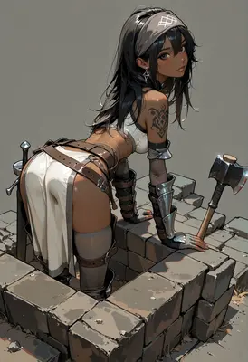 Warrior Resting Amidst Stone Ruins