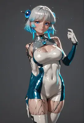 Cybernetic Android with Blue Glowing Accents
