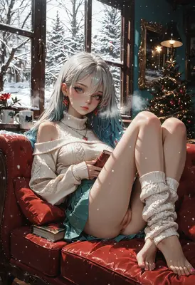 Cozy Winter Reading by the Tree