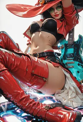 Rockstar Sorceress in Red Leather