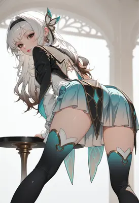 Elegant Silver Haired Maiden in Blue